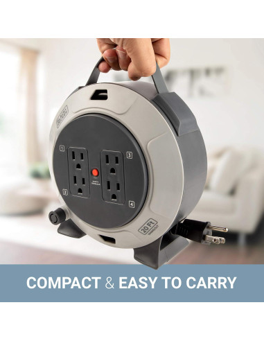 Carrete de Cable de Extensión Retráctil BLACK+DECKER 6.1m 4 Salidas