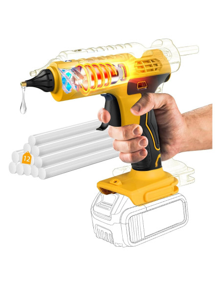 Pistola de Silicona Caliente Inalámbrica DeWalt 100W Amarilla Pistola de Silicona Caliente Inalámbrica DeWalt 100W Amarilla