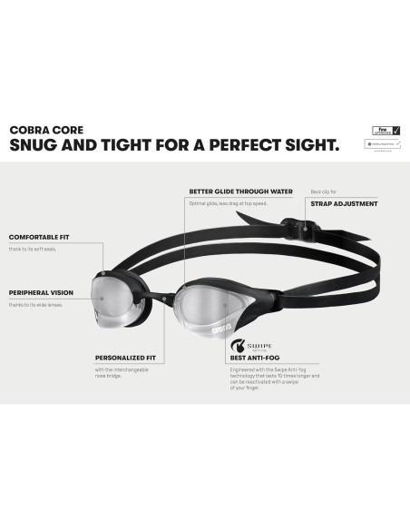 Gafas de Natación Arena Cobra Core Swipe Espejadas Unisex Gafas de Natación Arena Cobra Core Swipe Espejadas Unisex