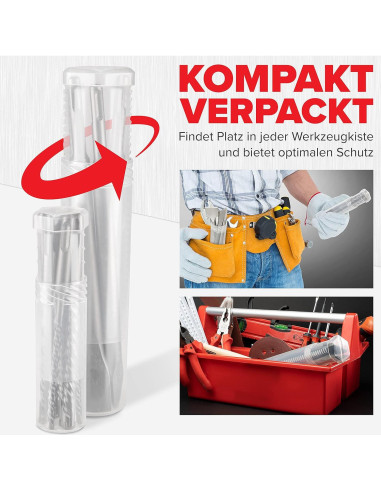 Juego de Brocas y Cinceles SDS-Plus KSP-TEC 11pcs para Concreto