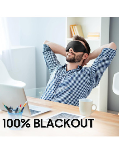 Máscara para dormir 3D MOEASEii negra, blackout total, ligera