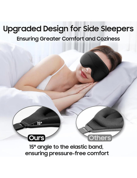 Máscara para dormir 3D MOEASEii negra, blackout total, ligera Máscara para dormir 3D MOEASEii negra, blackout total, ligera