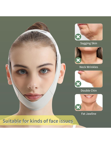 Correa Facial Reutilizable Habodd para Levantamiento de Papada Verde Correa Facial Reutilizable Habodd para Levantamiento de Papada Verde