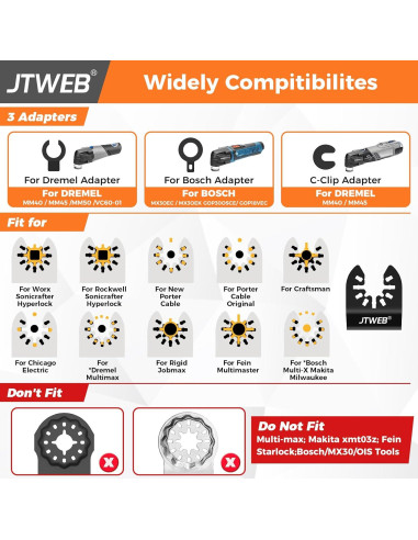 Juego de Hojas Oscilantes de Titanio JTWEB 10PCS para Metal y Madera