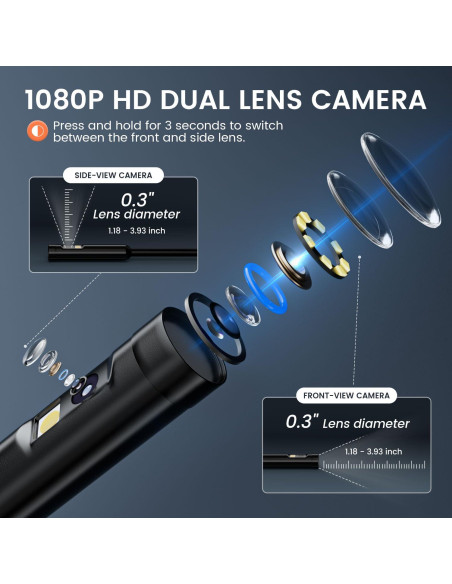 Cámara Endoscópica TGJOR 1080P Doble Lente 5m Impermeable Cámara Endoscópica TGJOR 1080P Doble Lente 5m Impermeable
