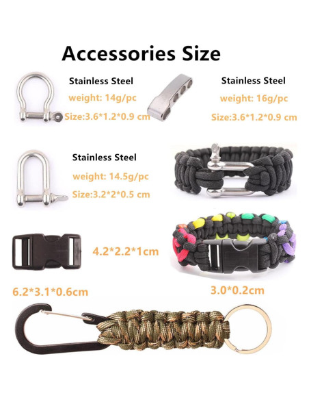 Kit de Pulseras Paracord 550 GeGeDa 30.48m Verde Militar Kit de Pulseras Paracord 550 GeGeDa 30.48m Verde Militar