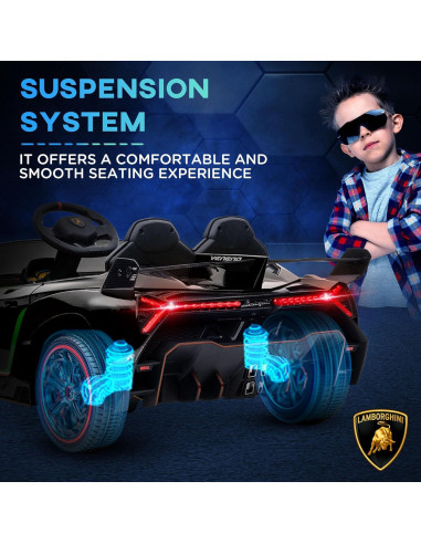 Coche Eléctrico para Niños Aosom Lamborghini Veneno 12V Negro