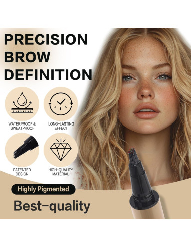 Lápiz de Cejas UCANBE Marrón Impermeable con Cepillo Angulado