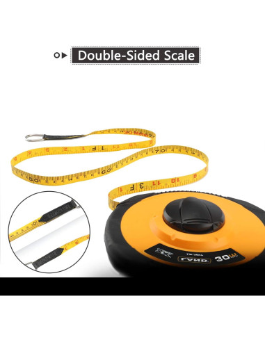 Cinta Métrica de Fibra de Vidrio 30m LAND - Escala Dual
