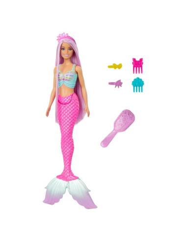 Muñeca Sirena Barbie con Cabello Rosa y Accesorios de Peinado