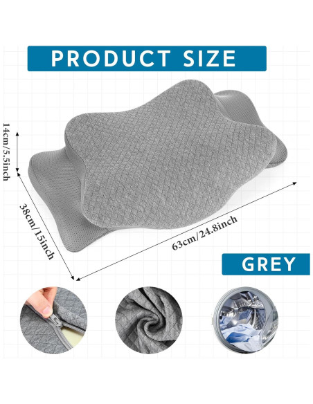 Funda de Almohada Cervical HunnmingRe Gris 63x38 cm Ergonómica Funda de Almohada Cervical HunnmingRe Gris 63x38 cm Ergonómica