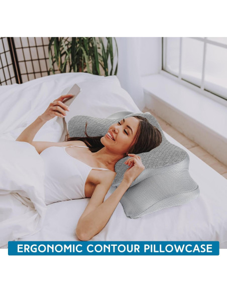 Funda de Almohada Cervical HunnmingRe Gris 63x38 cm Ergonómica Funda de Almohada Cervical HunnmingRe Gris 63x38 cm Ergonómica