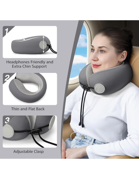 Almohada de Cuello de Viaje Urnexttour Adulto Espuma Viscoelástica Almohada de Cuello de Viaje Urnexttour Adulto Espuma Viscoelástica