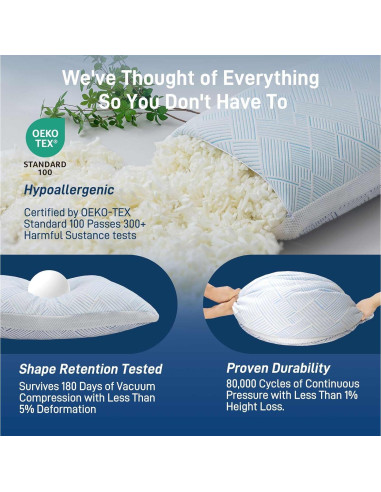 Juego de 2 almohadas viscoelásticas Lyralith hipoalergénicas