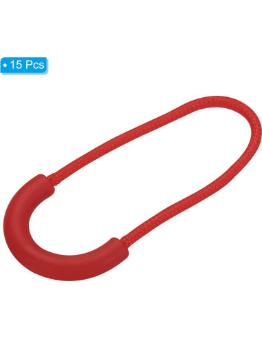 Tiradores de Cremallera PATIKIL 15 Piezas Nylon Rojo