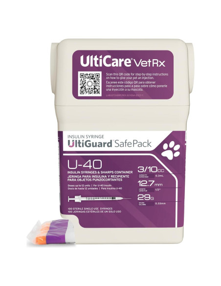 Jeringas de Insulina para Mascotas UltiCare U-40 100ct Jeringas de Insulina para Mascotas UltiCare U-40 100ct