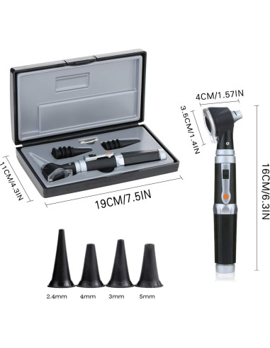 Kit de Otoscopio Jeebel Camp con LED 3X y 4 Puntas