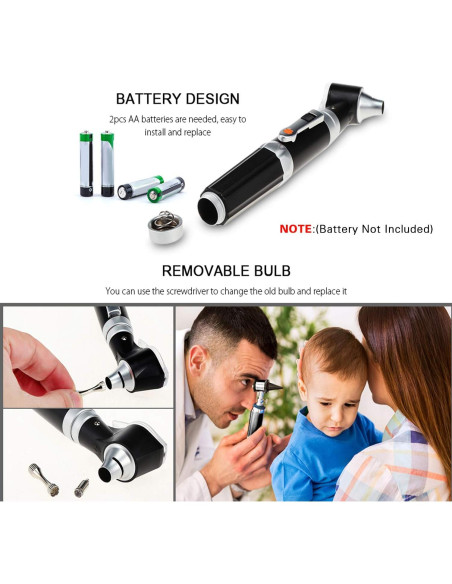 Kit de Otoscopio Jeebel Camp con LED 3X y 4 Puntas Kit de Otoscopio Jeebel Camp con LED 3X y 4 Puntas