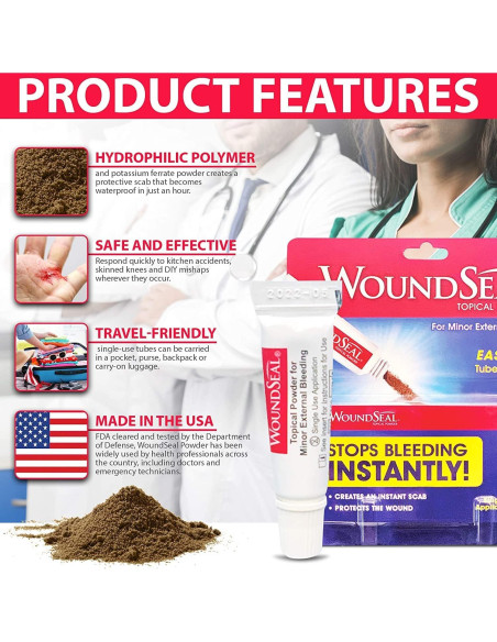 Polvo WoundSeal Biolife - Detiene Sangrado Instantáneo 3 Unidades Polvo WoundSeal Biolife - Detiene Sangrado Instantáneo 3 Unidades