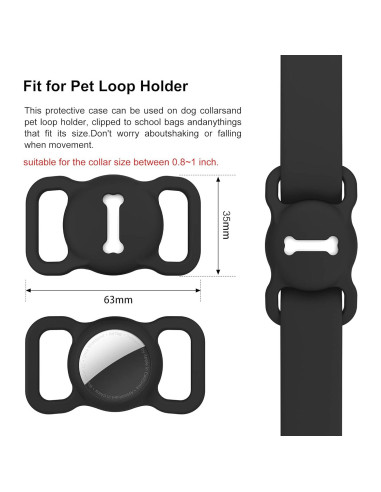 Soporte para Collar de Perro Airtag Dlenp Negro Silicona