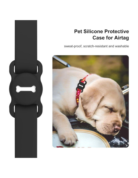 Soporte para Collar de Perro Airtag Dlenp Negro Silicona Soporte para Collar de Perro Airtag Dlenp Negro Silicona