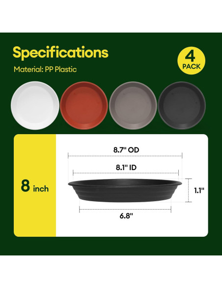 Paquete de 4 platos para plantas Maygrove 20 cm multicolor Paquete de 4 platos para plantas Maygrove 20 cm multicolor