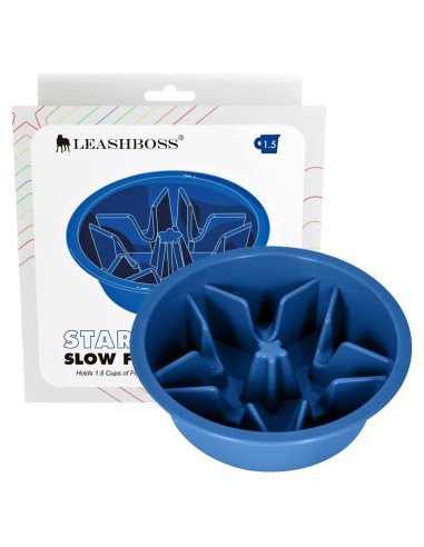 Cuenco Antideslizante Leashboss 1.5 Taza Azul para Perros