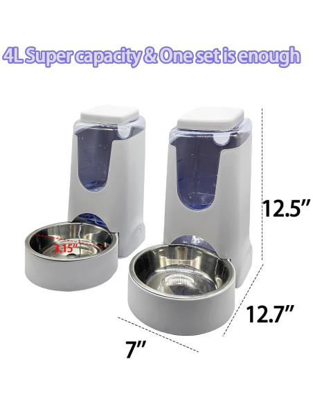 Comedero y Dispensador de Agua Automático Hamiledyi 2.8L 4L Comedero y Dispensador de Agua Automático Hamiledyi 2.8L 4L