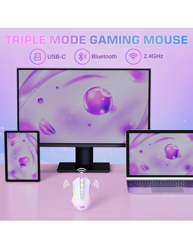 Ratón Gaming Inalámbrico Redragon M914, 12000 DPI, RGB