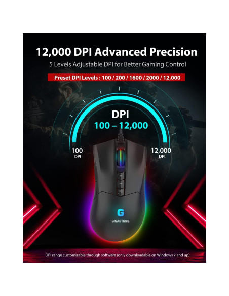 Ratón Gaming Gigastone GM-X041 RGB 12000 DPI 8 Botones Ratón Gaming Gigastone GM-X041 RGB 12000 DPI 8 Botones