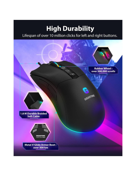Ratón Gaming Gigastone GM-X041 RGB 12000 DPI 8 Botones Ratón Gaming Gigastone GM-X041 RGB 12000 DPI 8 Botones