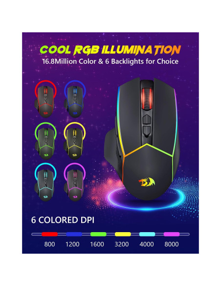 Ratón Gaming Inalámbrico Redragon M814RGB-PRO 8000 DPI Ratón Gaming Inalámbrico Redragon M814RGB-PRO 8000 DPI