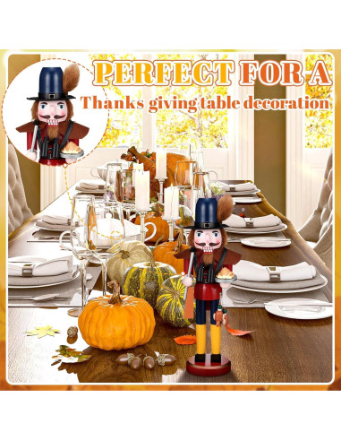 Figura Cascanueces de Madera Memorywuu 36.5x11x10 cm Otoño