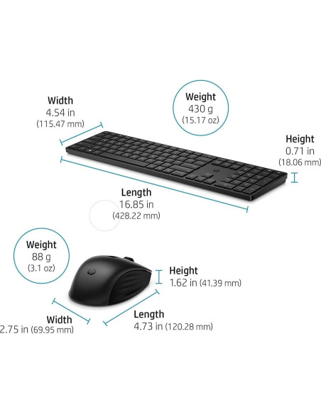 Combo Teclado y Ratón Inalámbrico HP 650 - 2.4GHz, Negro Combo Teclado y Ratón Inalámbrico HP 650 - 2.4GHz, Negro