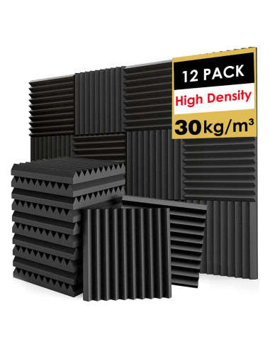 Paneles de Espuma Acústica FONESO 12 Pack 30kg/m Negro