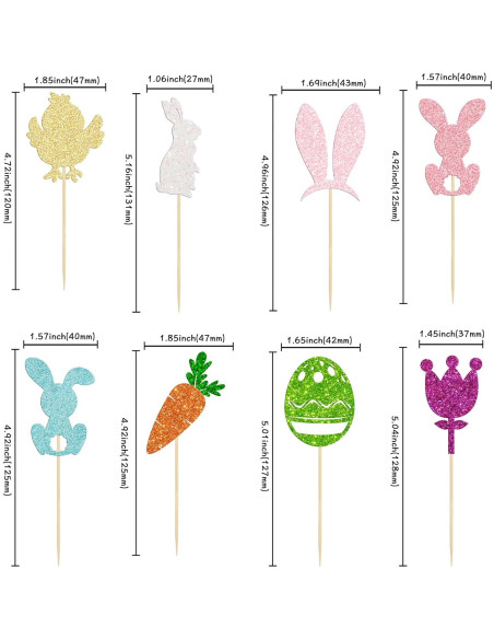 Adornos para Cupcakes de Pascua Gyufise - 24 Piezas Conejo y Huevo Adornos para Cupcakes de Pascua Gyufise - 24 Piezas Conejo y Huevo