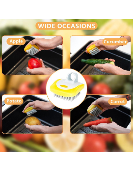 Cepillo de Fregar Verduras ICEICE - Doble Cara, Grado Alimenticio, 4 Piezas Cepillo de Fregar Verduras ICEICE - Doble Cara, Grado Alimenticio, 4 Piezas