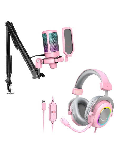 Kit Micrófono USB FIFINE + Auriculares 7.1 RGB para PC Kit Micrófono USB FIFINE + Auriculares 7.1 RGB para PC