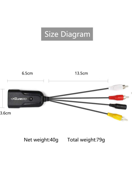 Adaptador HDMI a AV HDSunWSTD 1080P RCA NTSC PAL Adaptador HDMI a AV HDSunWSTD 1080P RCA NTSC PAL