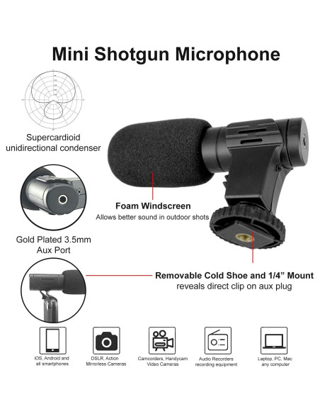 Kit de Vlogging Acuvar con Trípode Flexible y Accesorios Kit de Vlogging Acuvar con Trípode Flexible y Accesorios