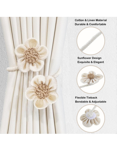 Sujetadores de Cortina SRG Cuerda Crema 2 Piezas DIY