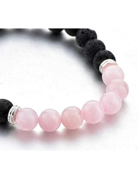 Pulsera difusor de aceite esencial MYSTIQS Cuarzo Rosa Lava Pulsera difusor de aceite esencial MYSTIQS Cuarzo Rosa Lava