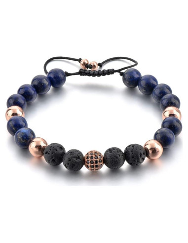 Pulsera Volcánica MYSTIQS de Lava y Lapis Lazuli Unisex