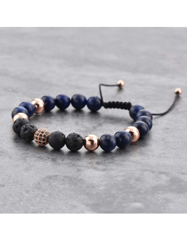 Pulsera Volcánica MYSTIQS de Lava y Lapis Lazuli Unisex