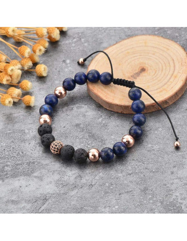 Pulsera Volcánica MYSTIQS de Lava y Lapis Lazuli Unisex