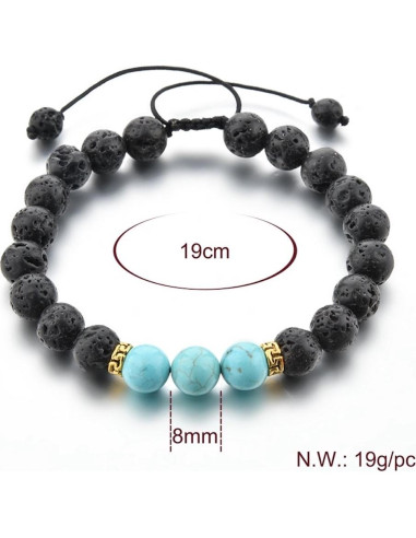 Pulsera de Lava Ajustable MYSTIQS Turquesa Unisex
