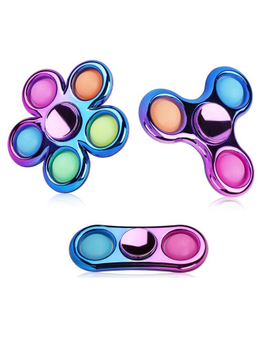 Paquete de 3 Fidget Spinner Antiestrés Jawhock Morado Azul