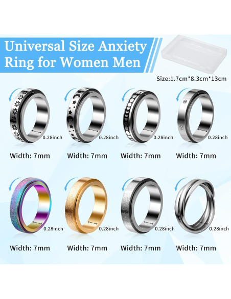 Cruzix 12 Anillos Antiestrés Acero Inoxidable Ajustables Cruzix 12 Anillos Antiestrés Acero Inoxidable Ajustables
