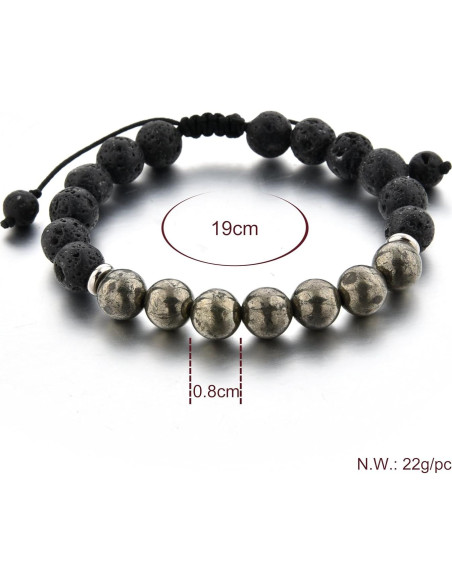 Pulsera Ajustable Mystiqs de Lava y Pirita para Aromaterapia Pulsera Ajustable Mystiqs de Lava y Pirita para Aromaterapia