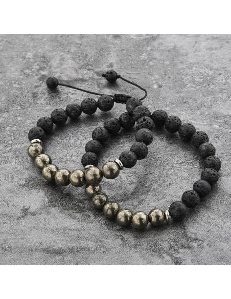 Pulsera Ajustable Mystiqs de Lava y Pirita para Aromaterapia Pulsera Ajustable Mystiqs de Lava y Pirita para Aromaterapia